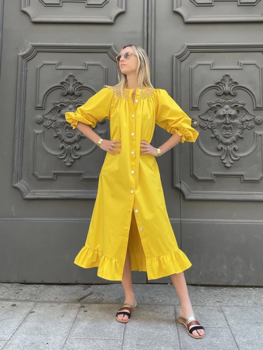Luxury MANTECO Yellow Smock Dress